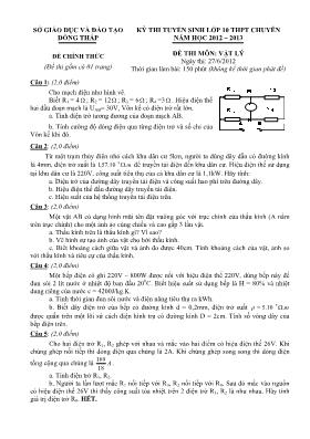 Đề thi tuyển sinh lớp 10 THPT năm 2012 - 2013 - Đề thi môn Vật lý (chuyên)